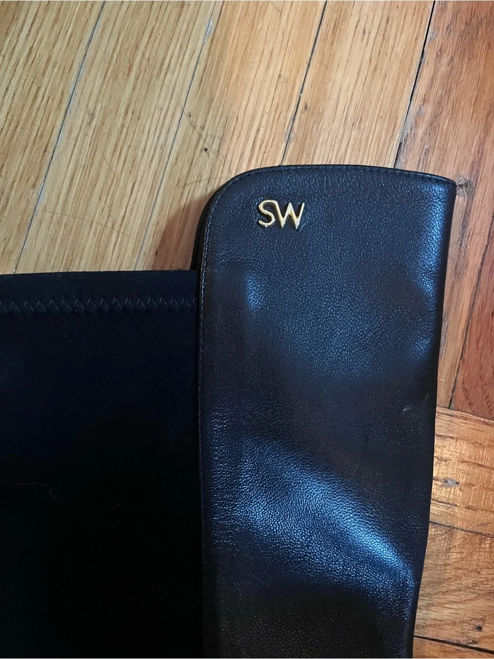 Stuart Weitzman Black Tall Leather & Stretch Riding Boots